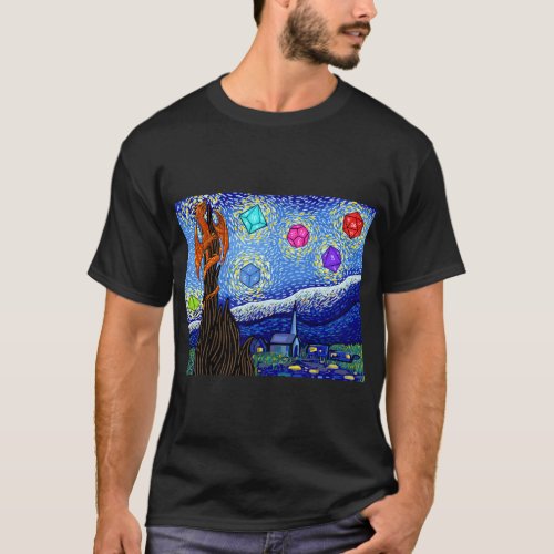 Dungeons  Van Gogh Starry Night D20 T Dragons T_ T_Shirt