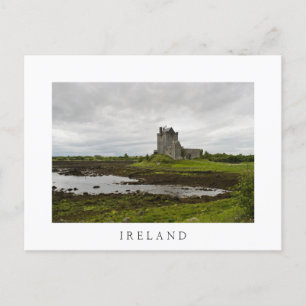 Dunguaire castle, Ireland white text postcard