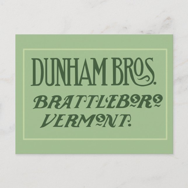 Dunham Bros. Brattleboro, VT Postcard (Front)