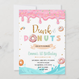Dunk and Donuts birthday Invitation
