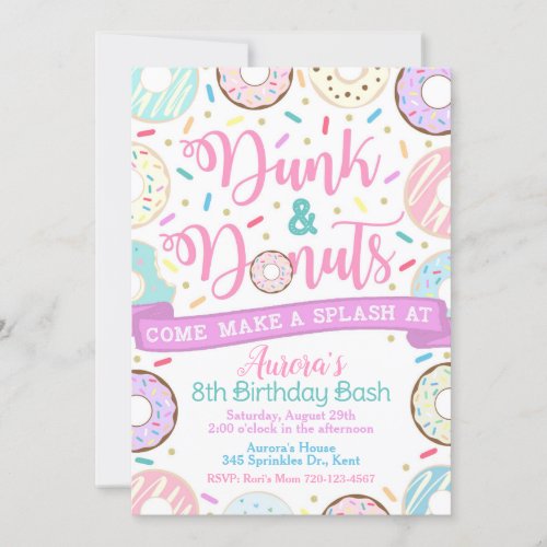 Dunk and Donuts Invitation Pool Party Invitation