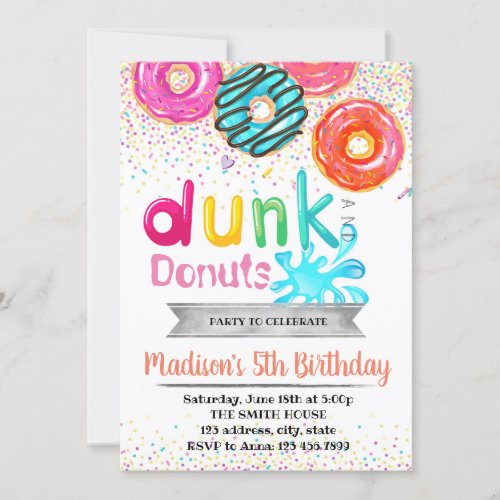 Dunk and donuts party invitation
