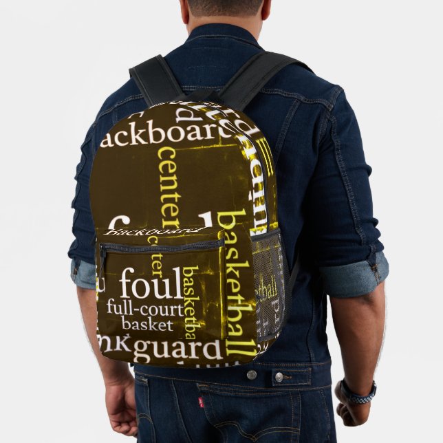 Dunk into Fashion: Basketball Accessory Printed  Backpack (Insitu (Model))