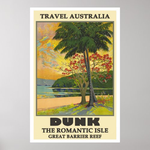 Dunk Island Australia Vintage Travel Poster
