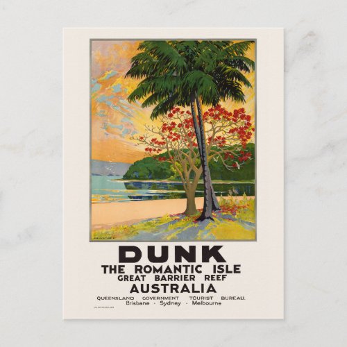 Dunk The Romantic Isle Vintage Poster 1935 Postcard