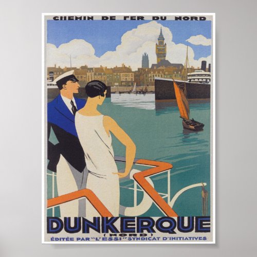Dunkerque France Vintage Travel Poster