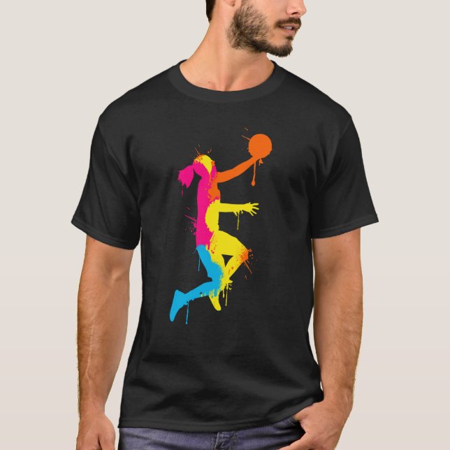 Dunking basketball player basket basketball player T-Shirt (Front)