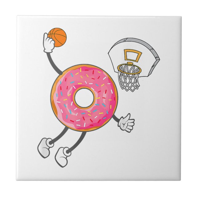 Dunking Donut Hole Food Champ Ceramic Tile (Front)