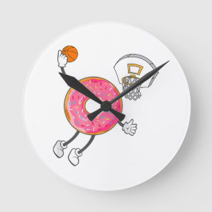 Dunking Donut Hole Food Champ Round Clock