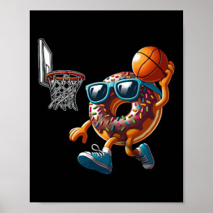 Dunking Donut Hole Food Champ Sketll Game Sport Pl Poster