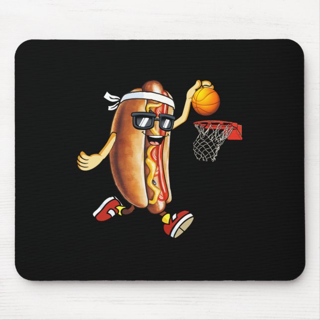 Dunking Hotdog In Bread Roll Playing Basketball Sp Mouse Pad (Front)