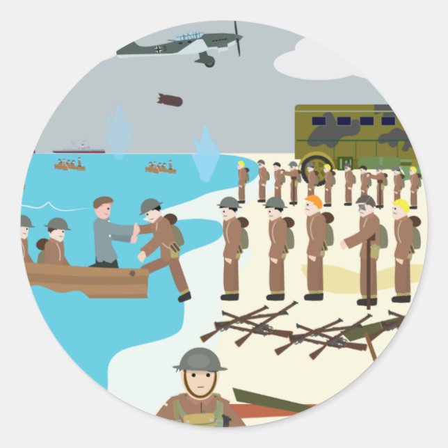 Dunkirk WWII (Simple History) Classic Round Sticker (Front)