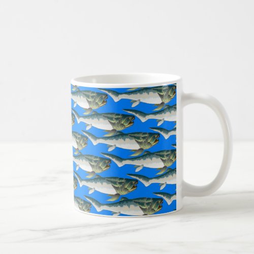 Dunkleosteus pattern in blue coffee mug