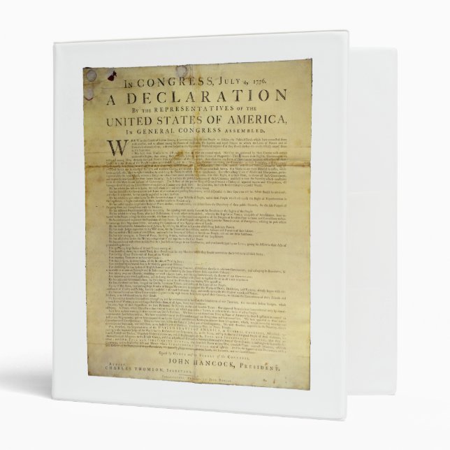 Dunlap Broadside Declaration of Independence 1774 Binder (Front/Inside)