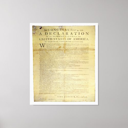 Dunlap Broadside Declaration of Independence 1774 Canvas Print