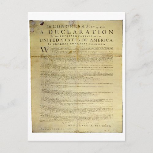 Dunlap Broadside Declaration of Independence 1774 Postcard
