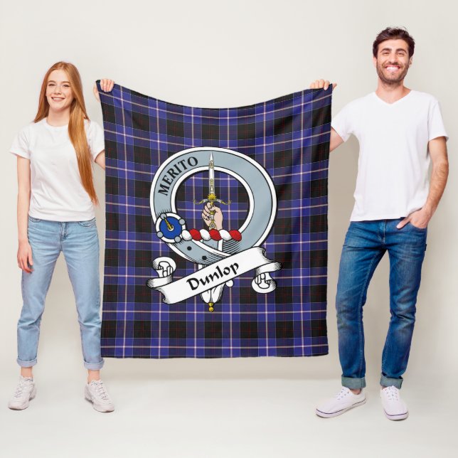 Dunlop Clan Badge Tartan Plaid Fleece Blanket (In Situ)