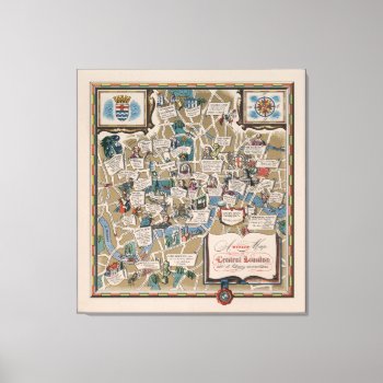 Dunlop Map- Literary Landmarks Of Central London Canvas Print by davidrumsey at Zazzle