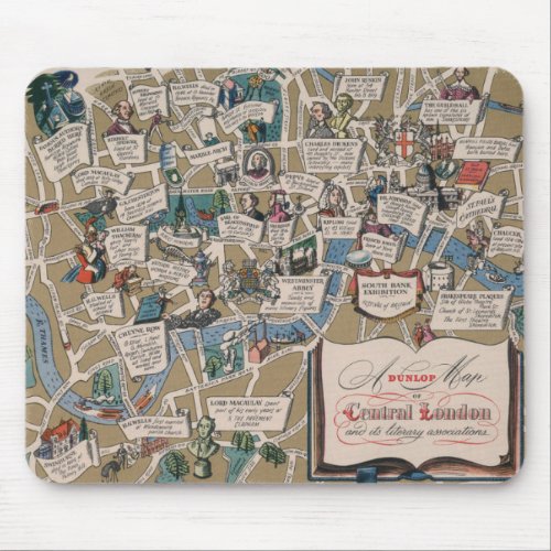 Dunlop map_ Literary Landmarks of Central London Mouse Pad