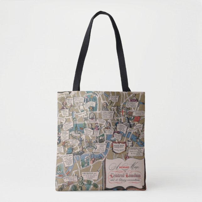 Dunlop map- Literary Landmarks of Central London Tote Bag (Front)