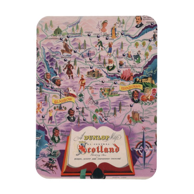 Dunlop Map of Central Scotland Magnet (Vertical)