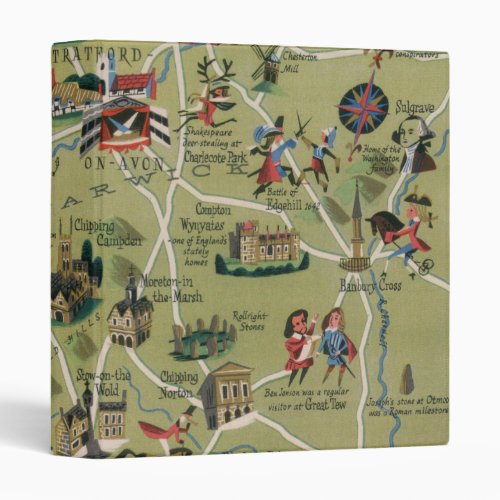 Dunlop Map of Shakespeare Country England 3 Ring Binder