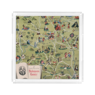 Dunlop Map of Shakespeare Country, England Acrylic Tray