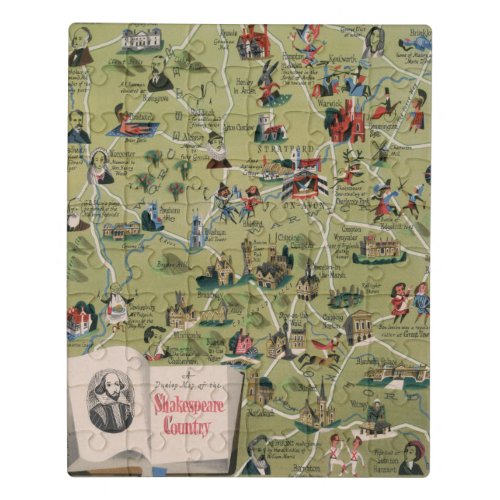 Dunlop Map of Shakespeare Country England Jigsaw Puzzle