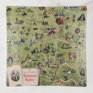 Dunlop Map of Shakespeare Country, England Trinket Tray