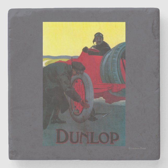Dunlop Vintage PosterEurope Stone Coaster (Front)