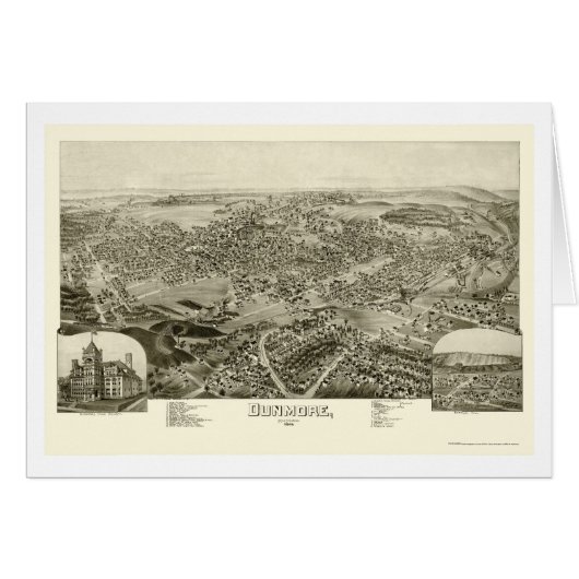 Dunmore, PA Panoramic Map - 1892 Cards (Front Horizontal)