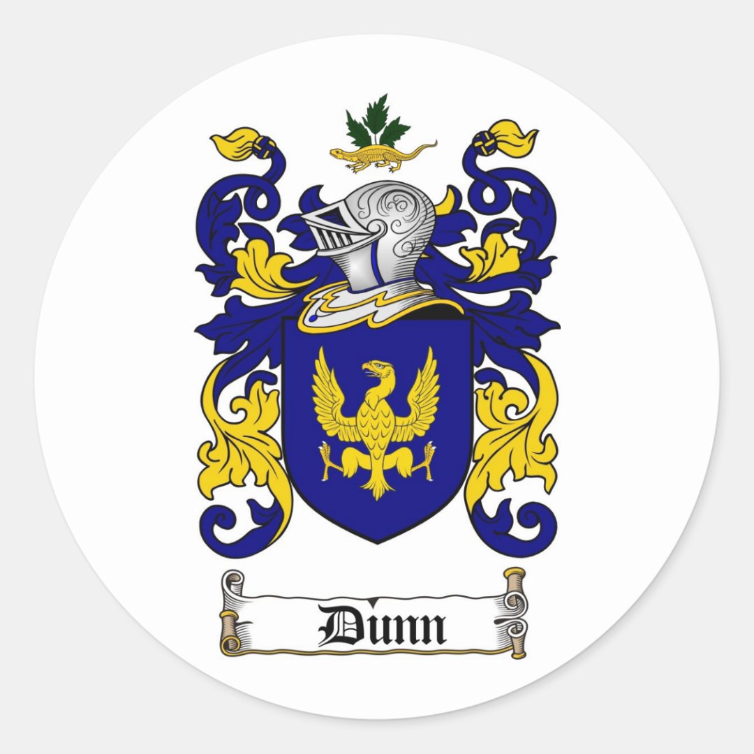 DUNN FAMILY CREST - DUNN COAT OF ARMS CLASSIC ROUND STICKER | Zazzle