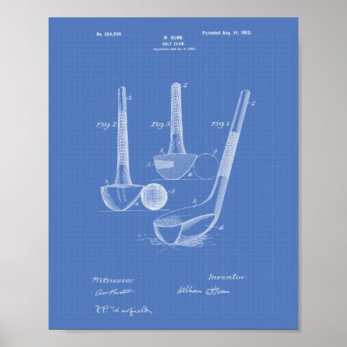 Dunn Golf Club 1900 Patent Art _ Blueprint Poster