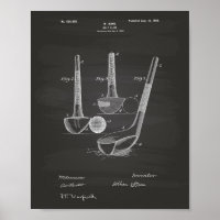Dunn Golf Club 1900 Patent Art - Chalkboard Poster