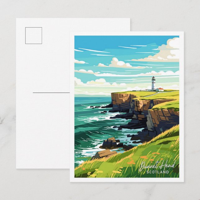 Dunnet Head Scotland travel Vintage illustration Postcard (Front/Back)