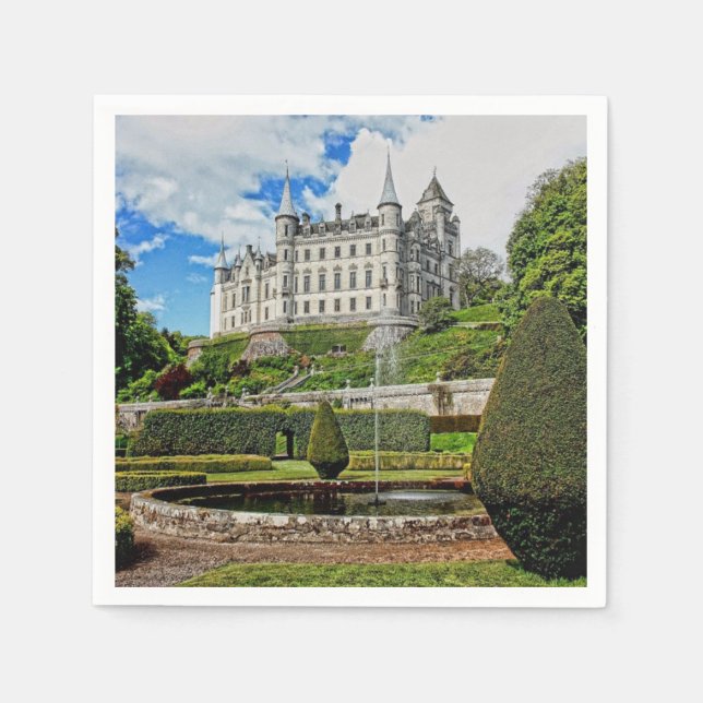 Dunrobin castle architecture photo napkins (Front)