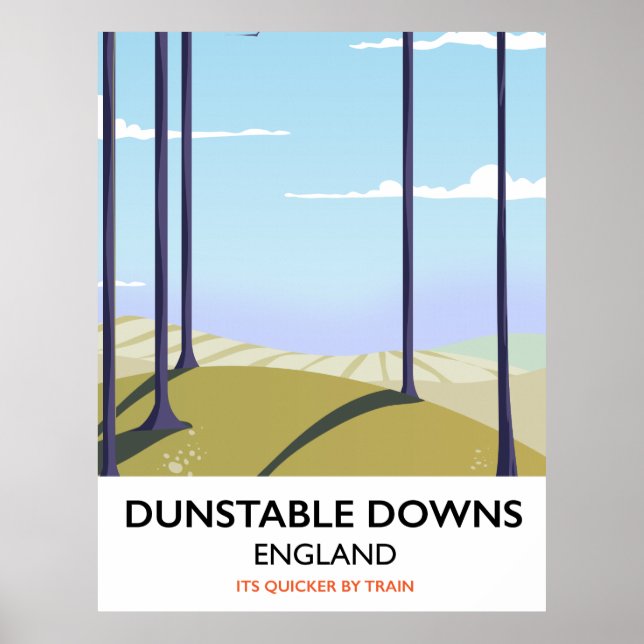 Dunstable Downs vintage style travel poster (Front)