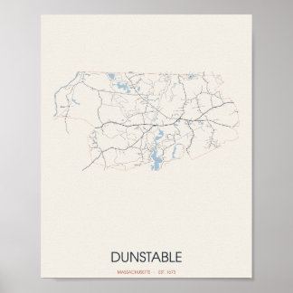 Dunstable Massachusetts Street Map Poster