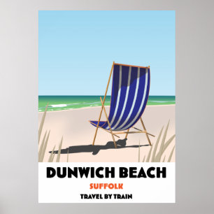 Dunwch Beach Suffolk vintage train poster