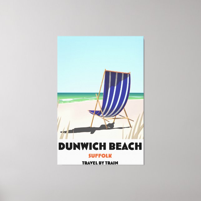 Dunwch Beach Suffolk vintage train poster Canvas Print (Front)