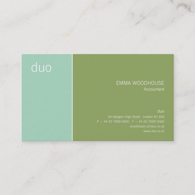 Duo Aqua & Green Business Card (Front)