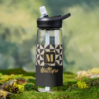 Duo Black & Gray Custom Names Water Bottle