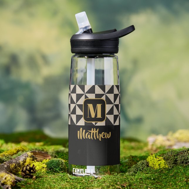 Duo Black & Gray Custom Names Water Bottle (Outdoor)