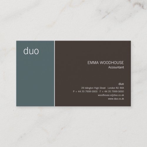 Duo Cadet Blue &amp; Brown Business Card Templates