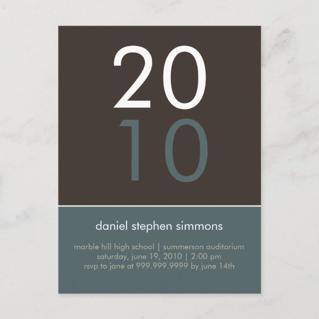 "Duo" Cadet Blue & Tan Graduation Invitation (Front)