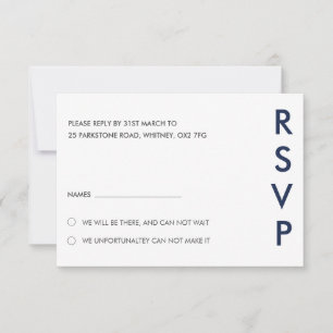 Duo Colour Minimal ﻿Modern Wedding RSVP Card