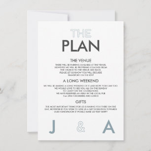 Duo Colour Minimal Wedding Details Invitation