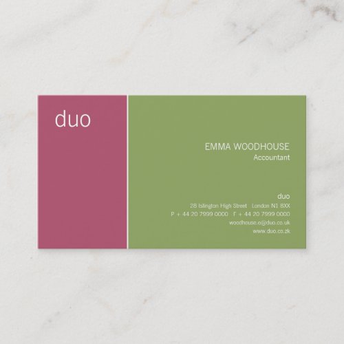 Duo Cyclamen Pink &amp; Green Business Card