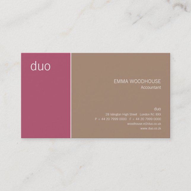 Duo Dark Pink & Tan Business Card (Front)