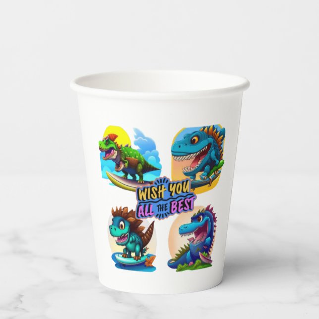 duo dinosaur  paper cups (Back)